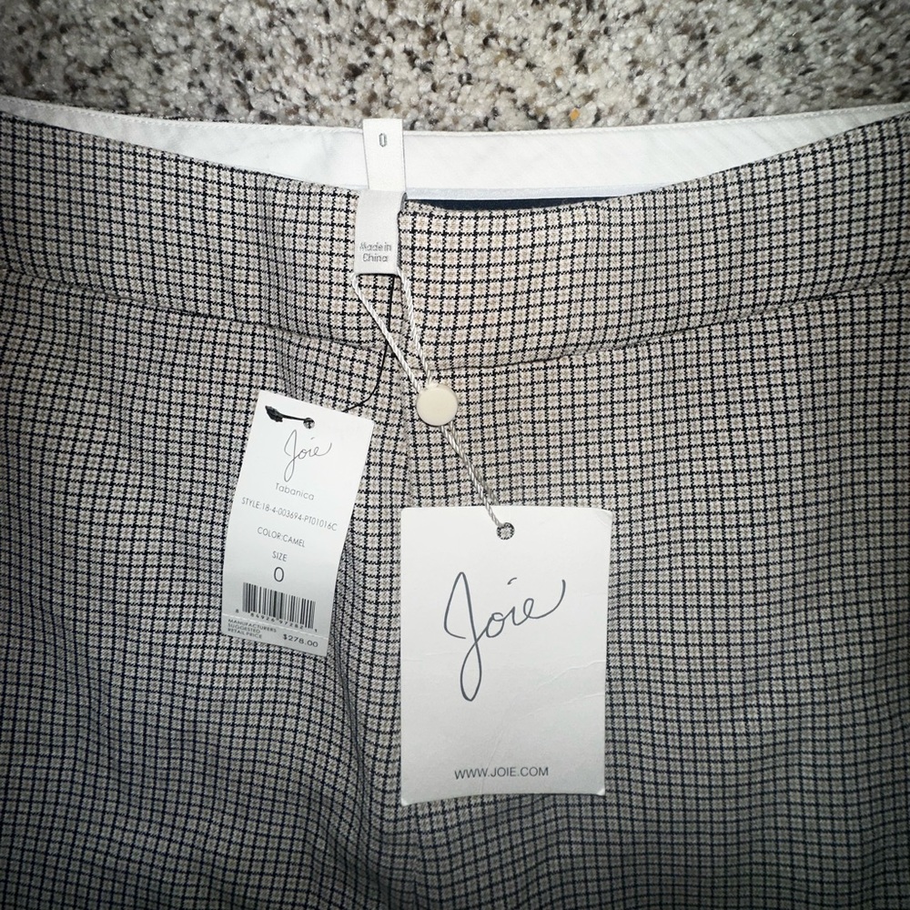 Joie Tabanica Plaid Straight Leg Dress Pants Camel Size 0 (XS) New with tags - Picture 11 of 15